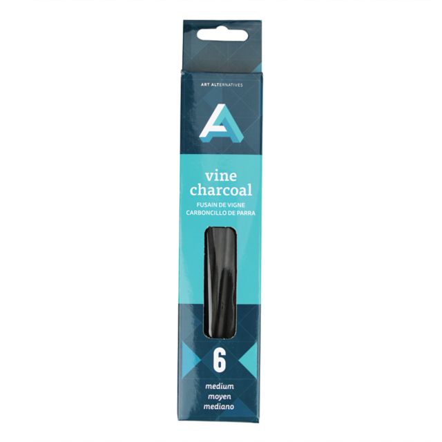 Charcoal Vine Thin Medium  6 Count In Box