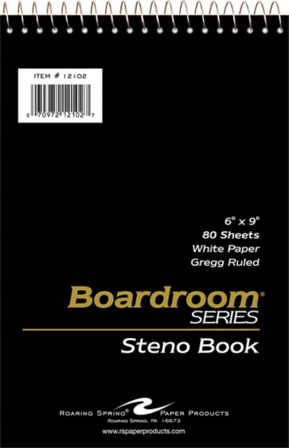 STENO BOOK WHITE 6X9 80-SHT