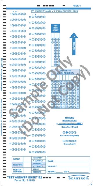 SCANTRON DM ANSWER SHEET B2