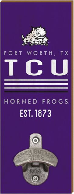 Texas Christian University Wall Mount Bottle Opener 3.5x12 - ONLINE ONLY
