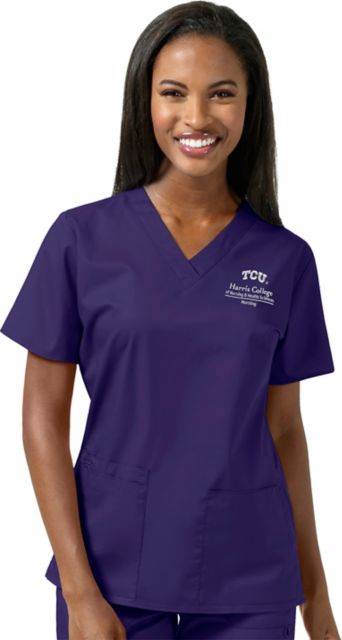 Texas Christian University Harris Nursing Women's Two Pocket Scrub Top (Extended Sizes)