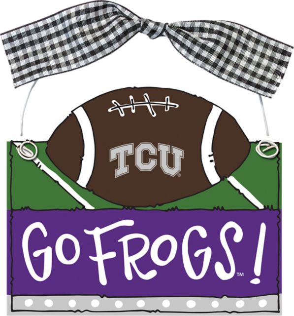 Texas Christian University Wooden Football Ornament