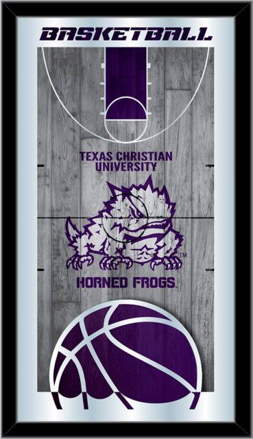 Texas Christian University 17 x 22 Basketball Mirror w/Horned Frogs logo - ONLINE ONLY