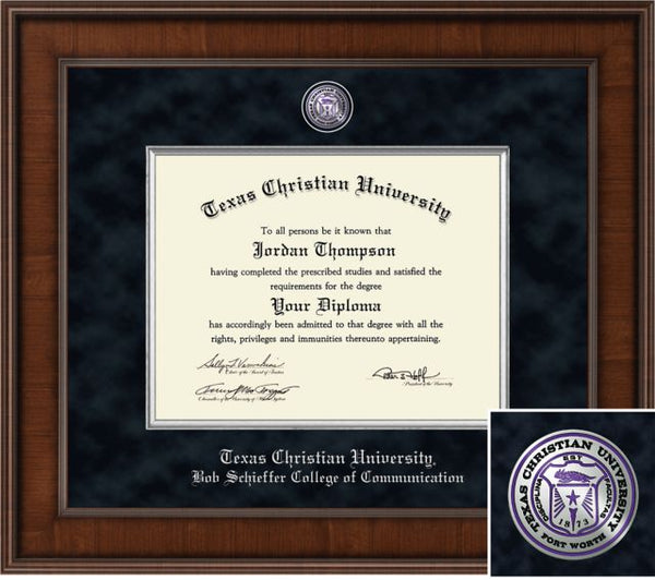 Church Hill Classics Presidential Diploma Frame. Bachelors, Masters. Bob Schieffer College of Communication  - ONLINE ONLY