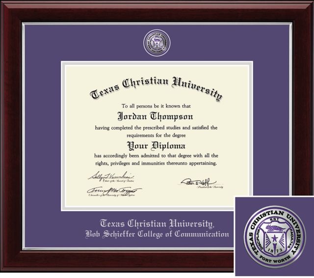 Church Hill Classics Masterpiece Diploma Frame. Bachelors, Masters. Bob Schieffer College of Communication  - ONLINE ONLY