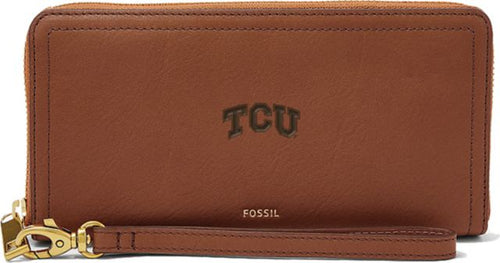 Fossil Leather Logan RFID Zip Around Clutch - Brown - ONLINE ONLY