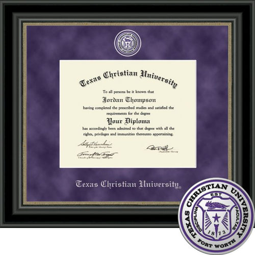 Texas Christian University Regal Diploma Frame.  Bachelors, Masters