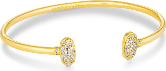 Grayson Crystal Cuff Bracelet Gold Metal White Cz