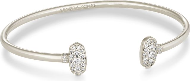 Grayson Crystal Cuff Bracelet Silver Metal White Cz