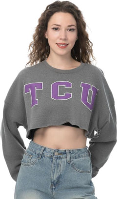 Texas Christian University Women's Crop Crewneck Sweatshirt