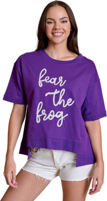Texas Christian University Women's Glitter Script Boxy Top