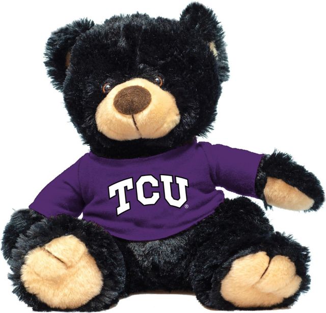 Texas Christian University 12'' Plush Noah Bear - Black - ONLINE ONLY