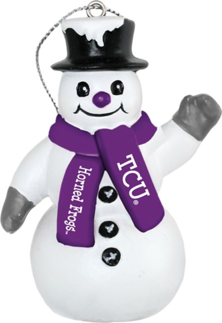 Texas Christian University Horned Frogs Snowman Ornament
