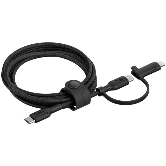 BELKIN BOOSTCHARGE PRO 2-in1 CABLE with USB-C and LIGHTNING CONNECTOR in BLACK