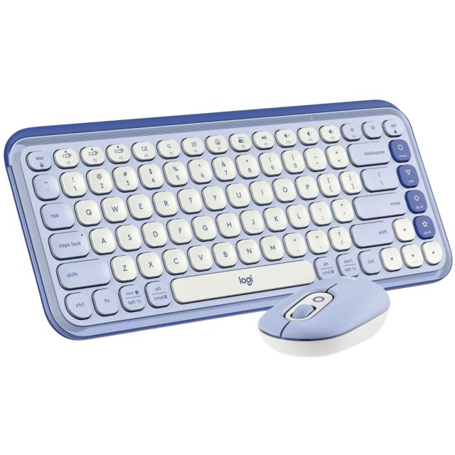 LOGITECH POP ICON COMBO KEYBOARD & MOUSE in LILAC/OFF-WHITE