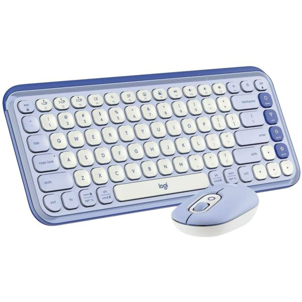 LOGITECH POP ICON COMBO KEYBOARD & MOUSE in LILAC/OFF-WHITE
