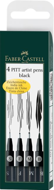 Pitt Artists 4 Pack Pen Set-in Black Pouch