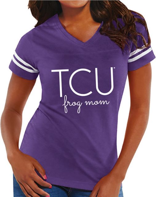 Texas Christian University Horned Frogs Mom V-Neck T-Shirt